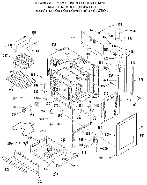 Kenmore 9119871191 lower body section diagram