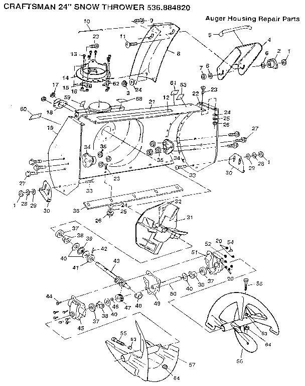 Craftsman 536884820 auger housing diagram