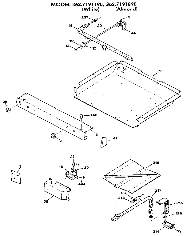 Kenmore 3627191190 burner section diagram