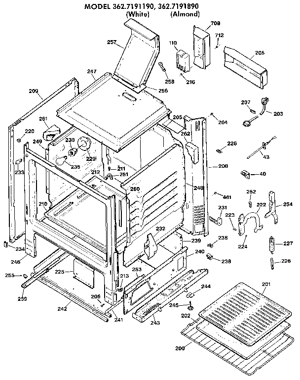 Kenmore 3627191190 cabinet diagram
