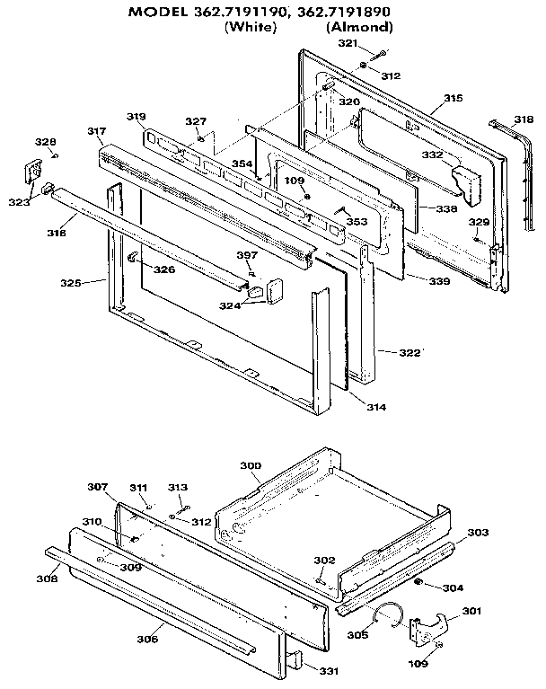 Kenmore 3627191190 door diagram