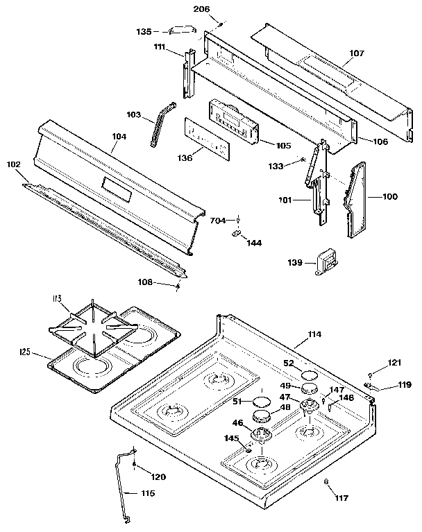 Kenmore 3627361190 main top section diagram