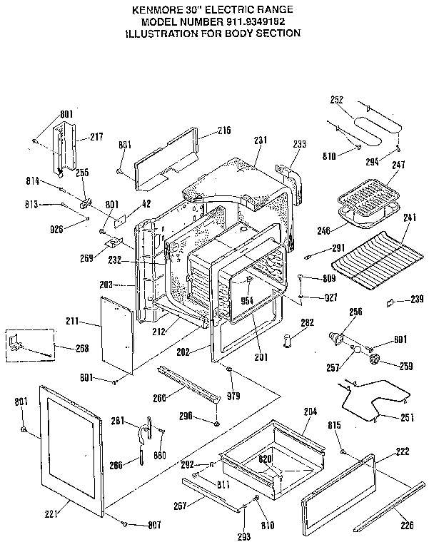 Kenmore 9119349182 body section diagram