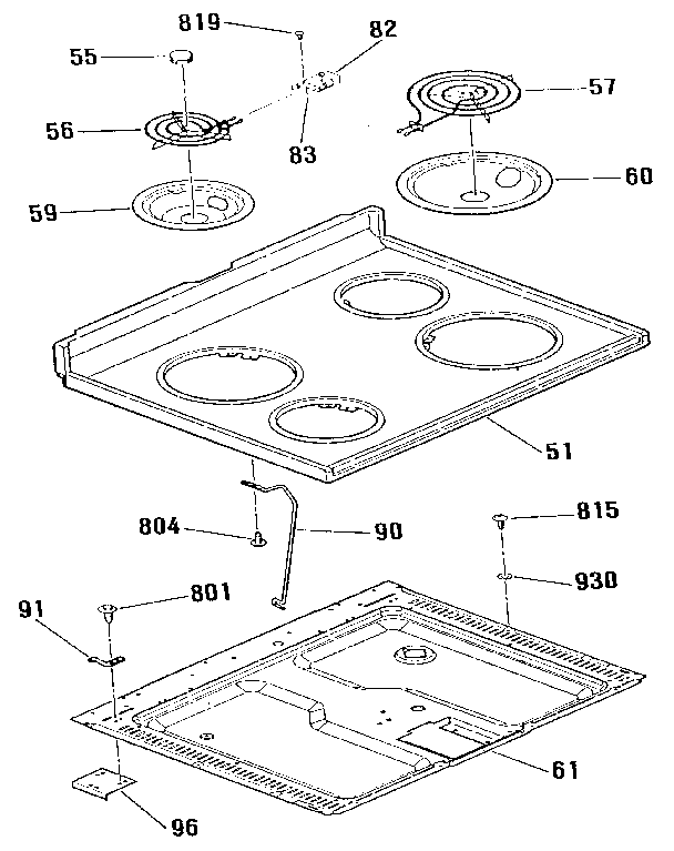 Kenmore 9116429182 main top section diagram
