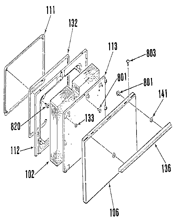 Kenmore 9116429182 oven door section diagram