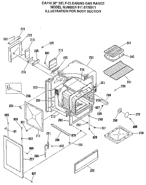 Kenmore 9116128911 body section diagram