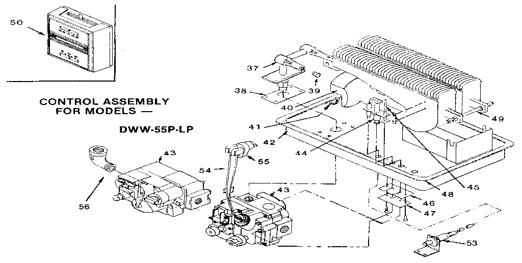Suburban DWW-55P-LP control assembly diagram