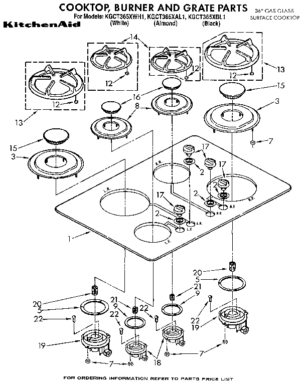 KitchenAid KGCT365XBL1 cooktop diagram