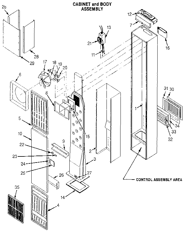 Suburban UWW-35E-LP cabinet and body assembly diagram