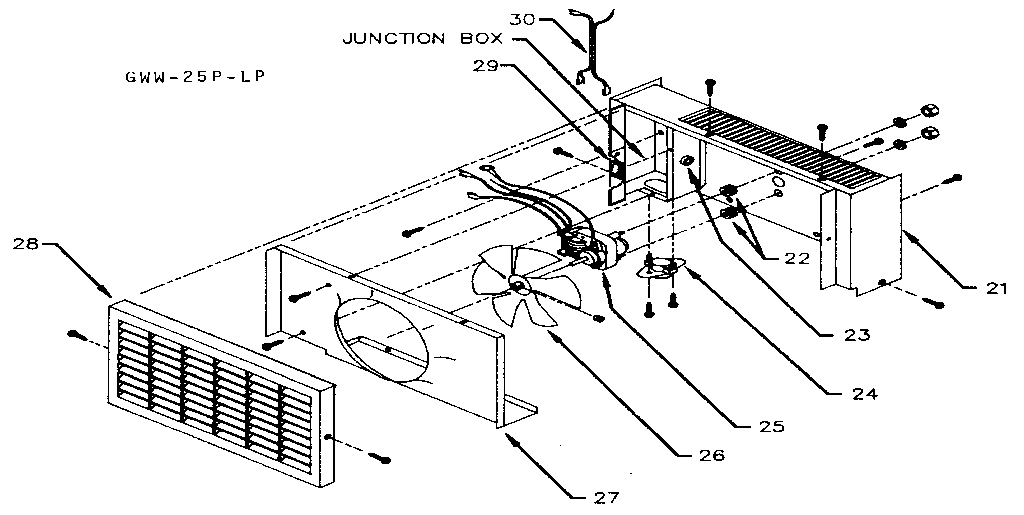 Suburban GWW-25P-LP blower kit 1591 (9fg41-opt. fan accessory) diagram