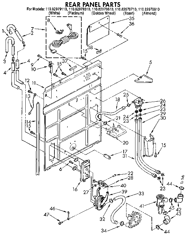 Kenmore 11082979610 rear panel diagram