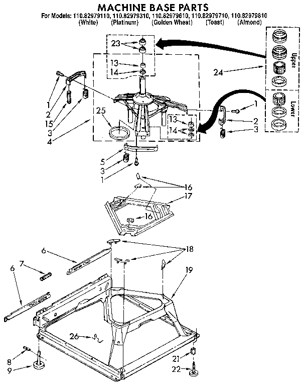 Kenmore 11082979610 machine base diagram