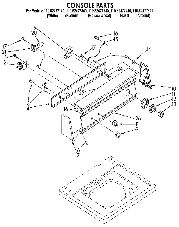 Kenmore 11082477640 console diagram