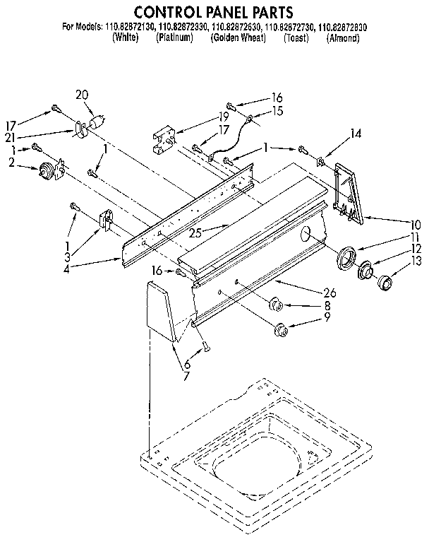 Kenmore 11082872130 control panel diagram
