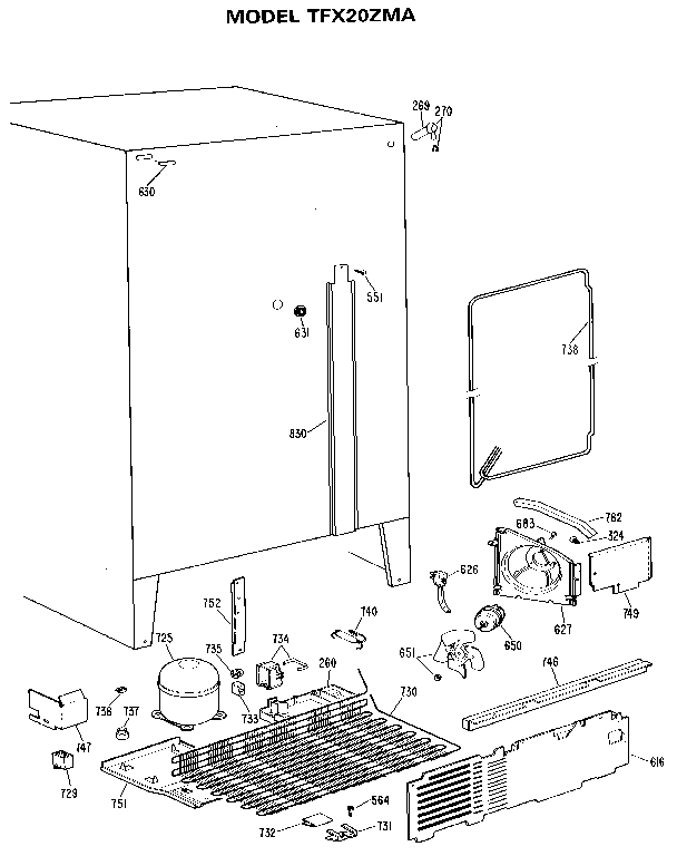 GE TFX20ZMA unit parts diagram