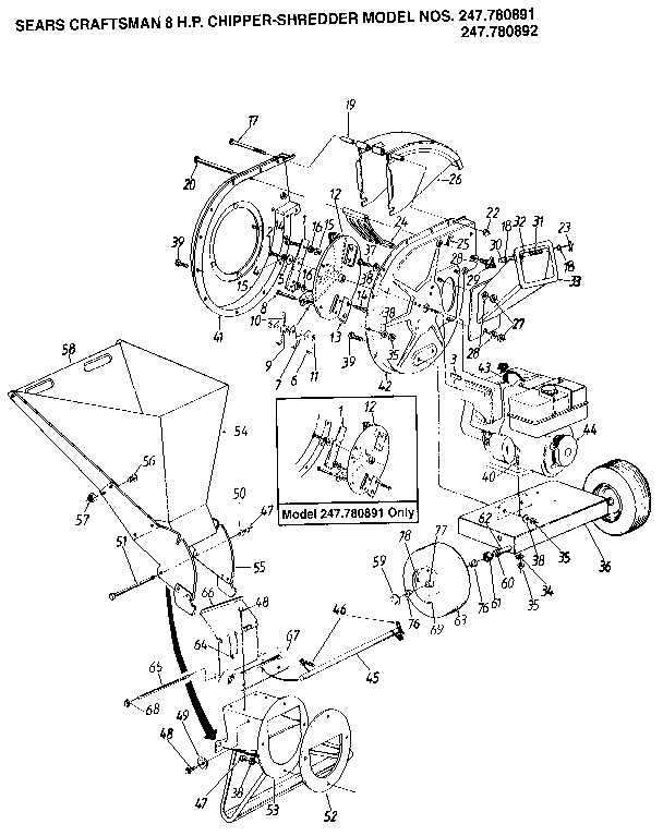 Craftsman 247780891 replacement parts diagram