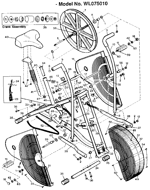 Weslo WL075010 unit parts diagram