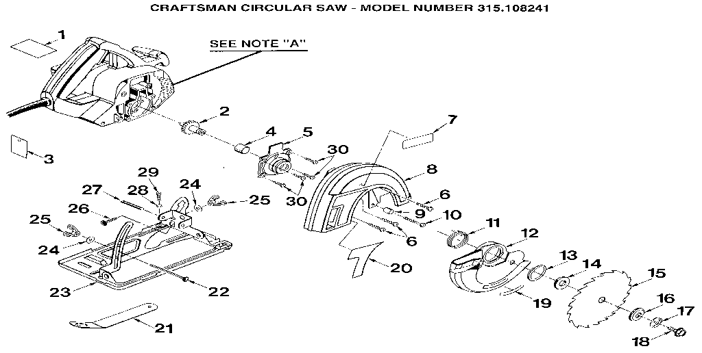 Craftsman 315108241 base and blade assembly diagram