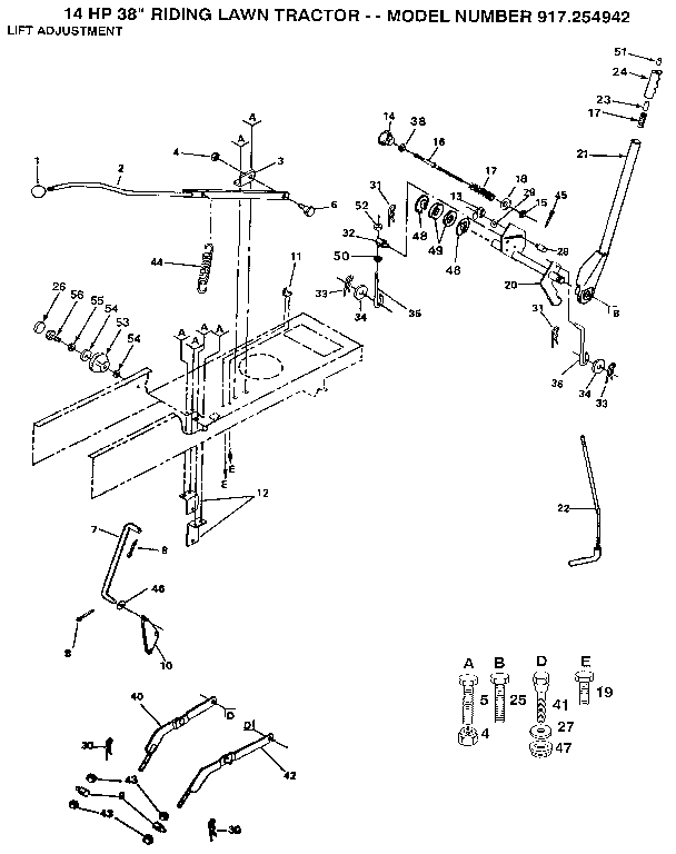 Craftsman 917254942 lift adjustment diagram