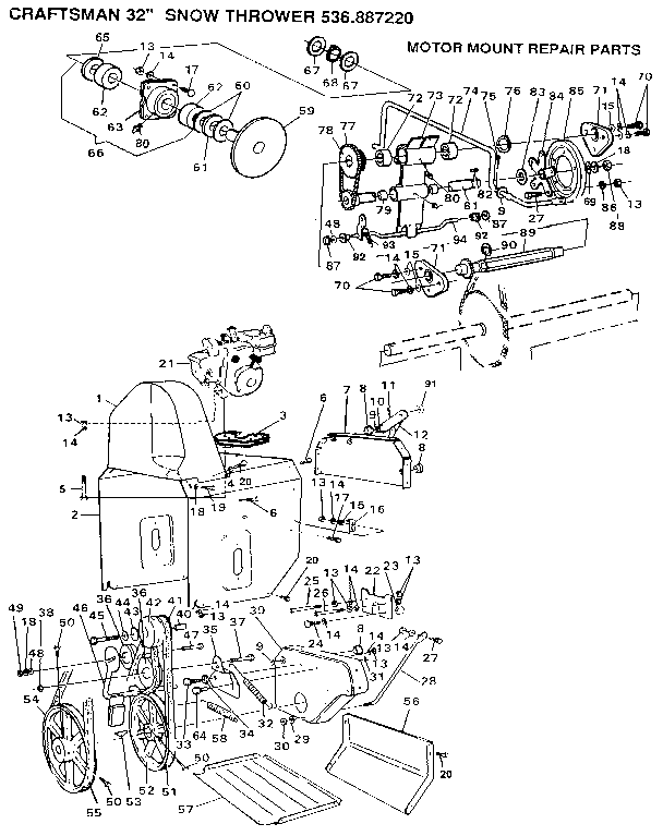 Craftsman 536887220 motor mount frame diagram