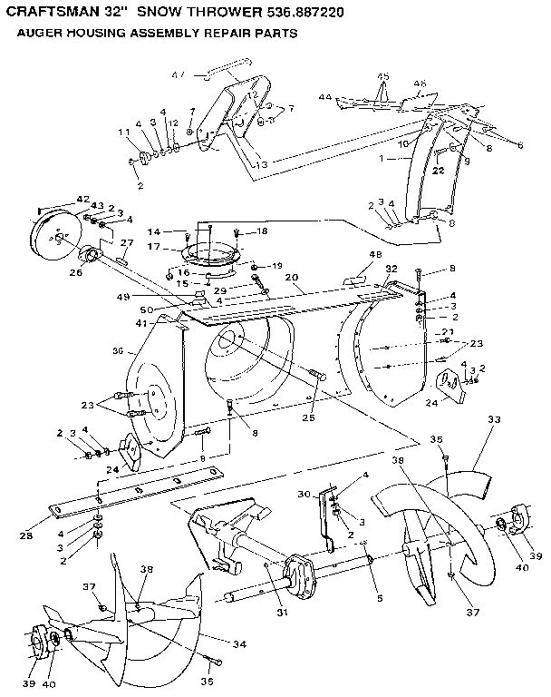 Craftsman 536887220 auger housing assembly repair diagram