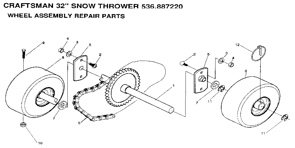 Craftsman 536887220 wheel assembly diagram