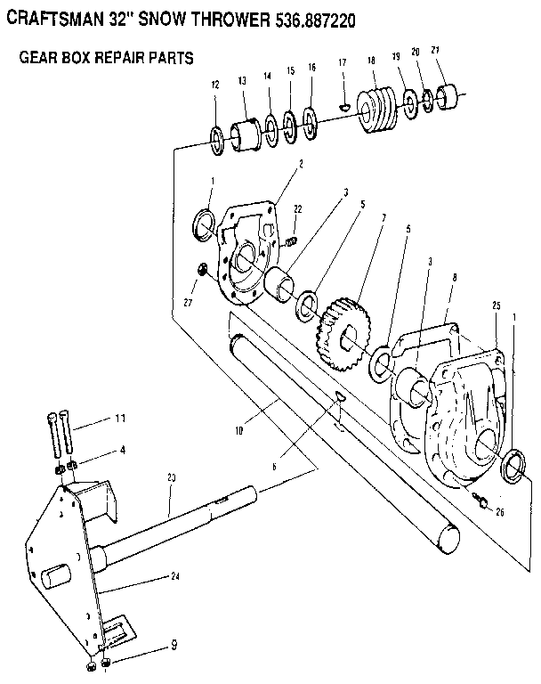 Craftsman 536887220 gear box diagram