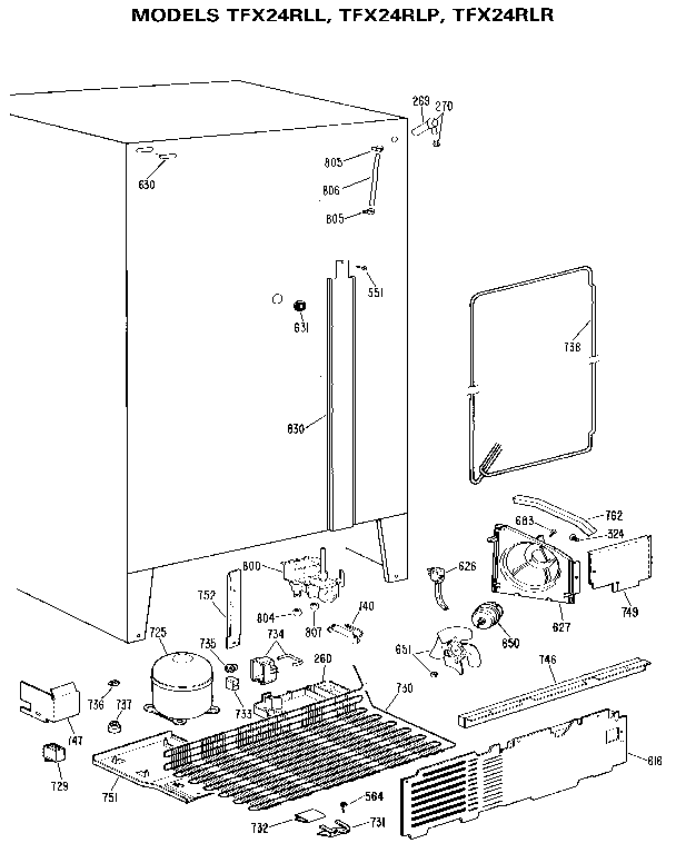 GE TFX24RLR unit parts diagram