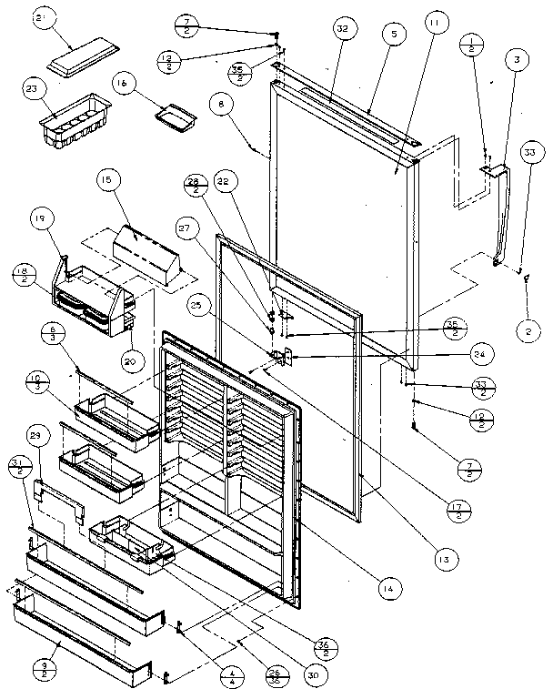 Amana 85171-P1117102W fresh food door diagram
