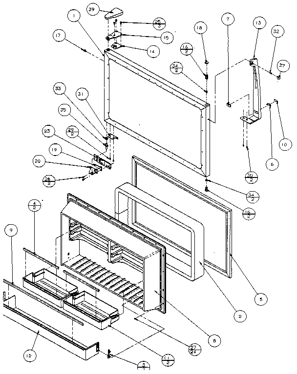 Amana 85188-P1117107W freezer door diagram