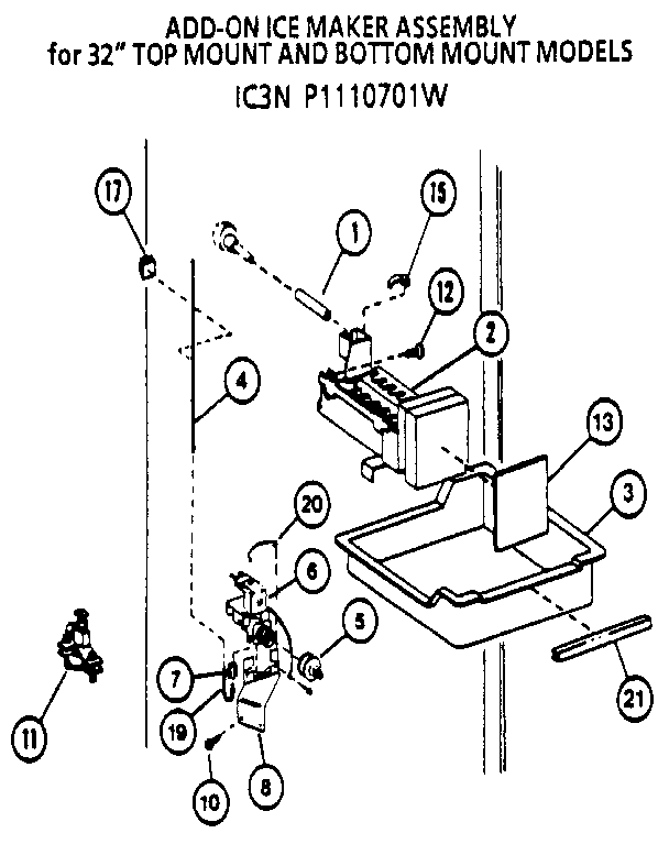 Amana 85188-P1117107W icemaker- add on diagram