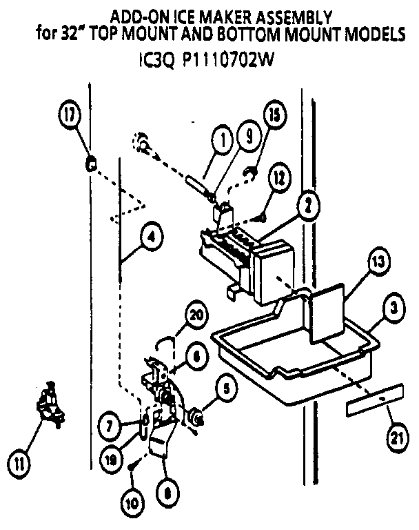 Amana 85188-P1117107W icemaker diagram
