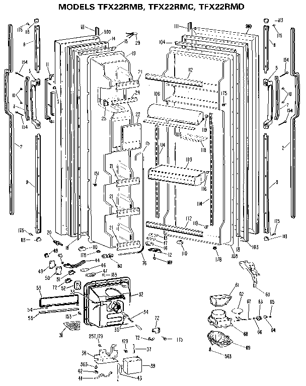 GE TFX22RMD doors diagram