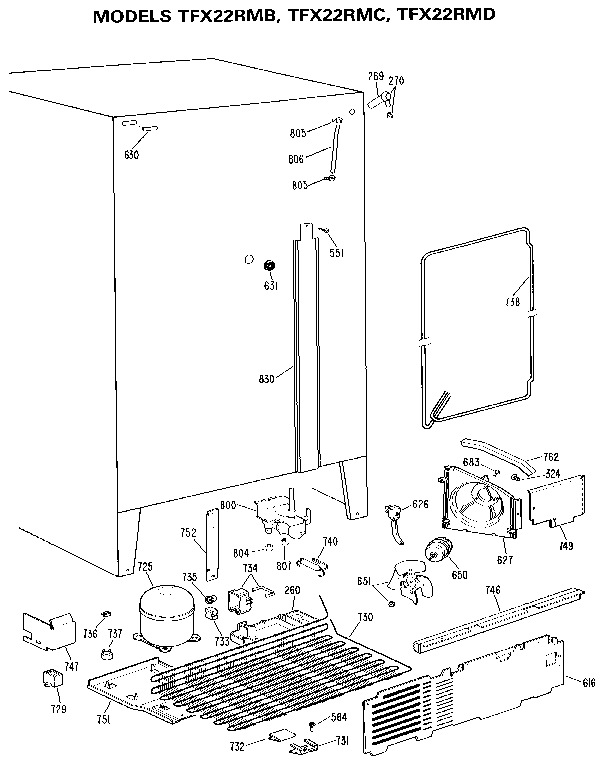 GE TFX22RMD unit parts diagram