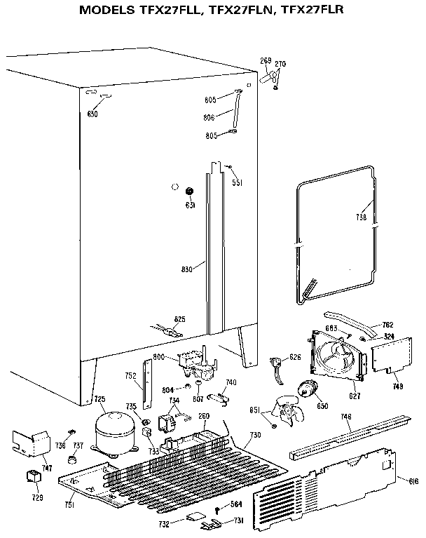 GE TFX27FLR unit parts diagram