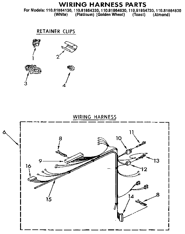 Kenmore 11081864730 wiring harness diagram