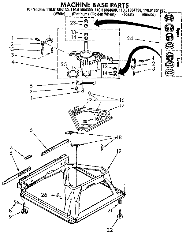 Kenmore 11081864730 machine base diagram