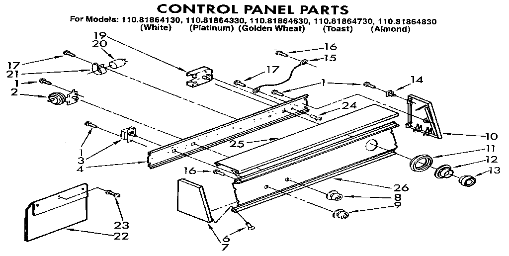 Kenmore 11081864730 control panel diagram