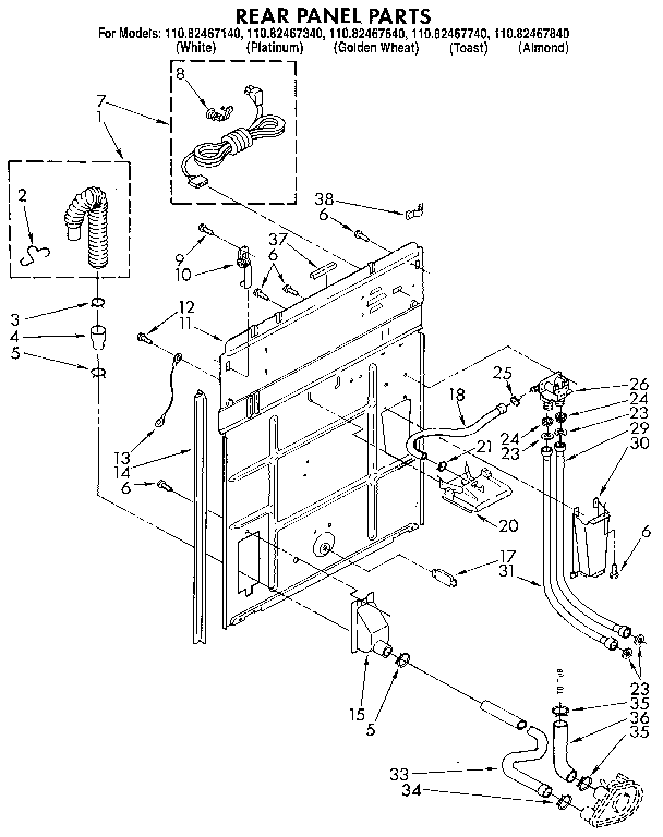 Kenmore 11082467740 rear panel diagram