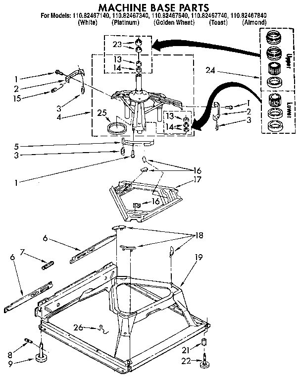 Kenmore 11082467740 machine diagram