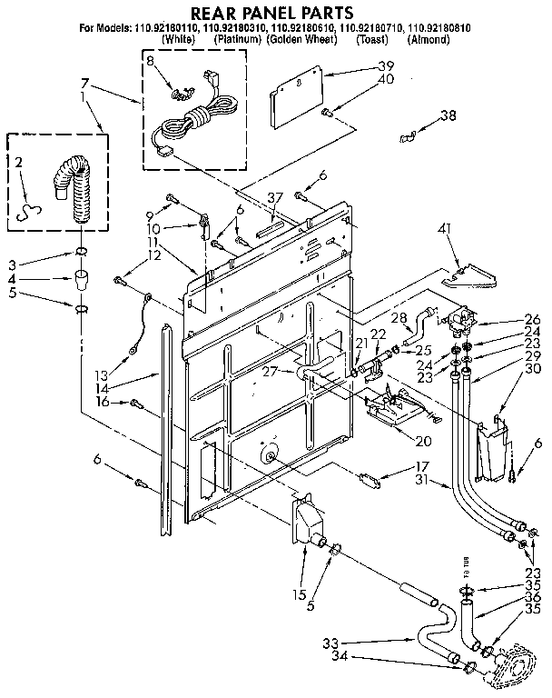 Kenmore 11092180610 rear panel diagram