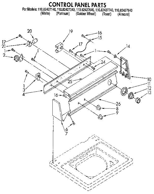 Kenmore 11082427340 control panel diagram