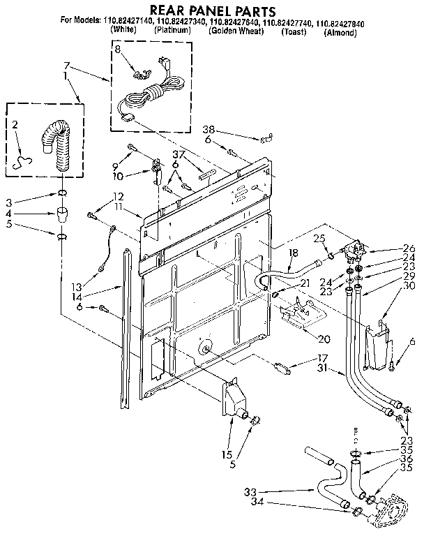 Kenmore 11082427340 rear panel diagram