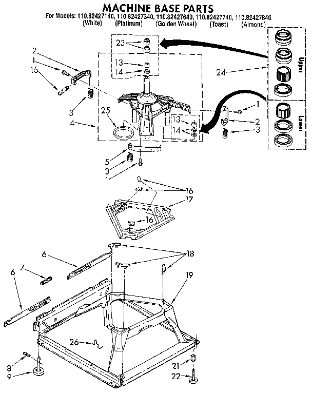 Kenmore 11082427340 machine base diagram