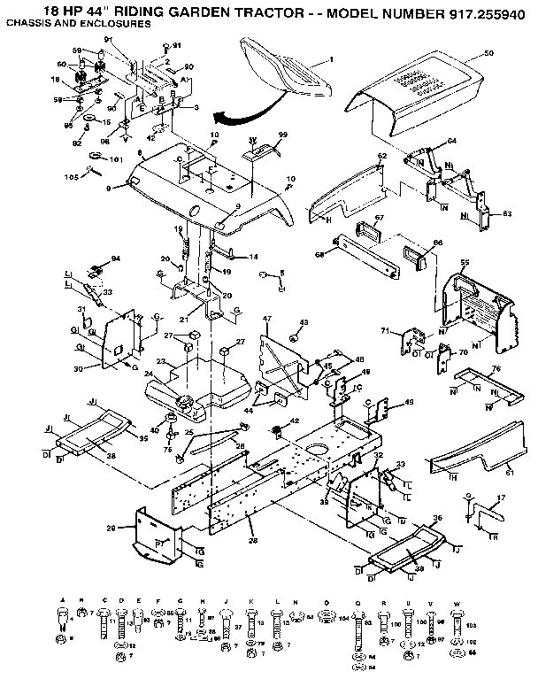 Craftsman 917255940 chassis and enclosures diagram