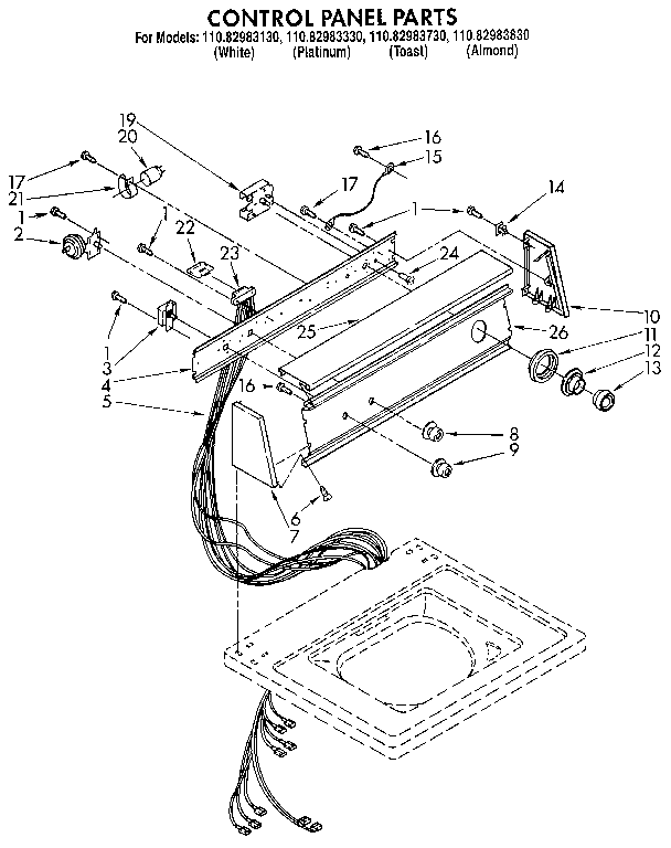 Kenmore 11082983730 control panel diagram