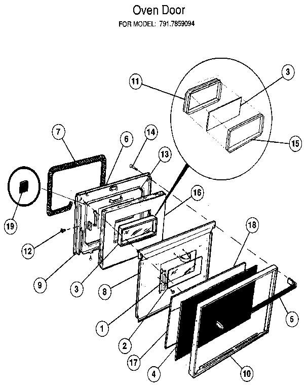Kenmore 917859094 oven door diagram