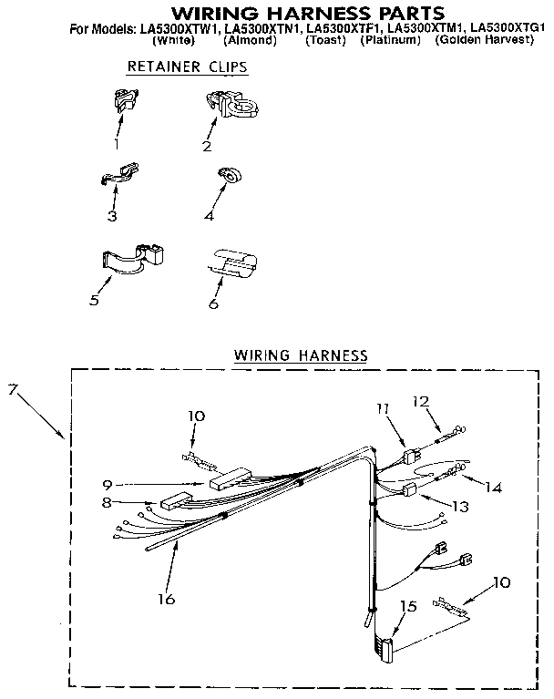 Whirlpool LA5300XTF1 wiring harness diagram