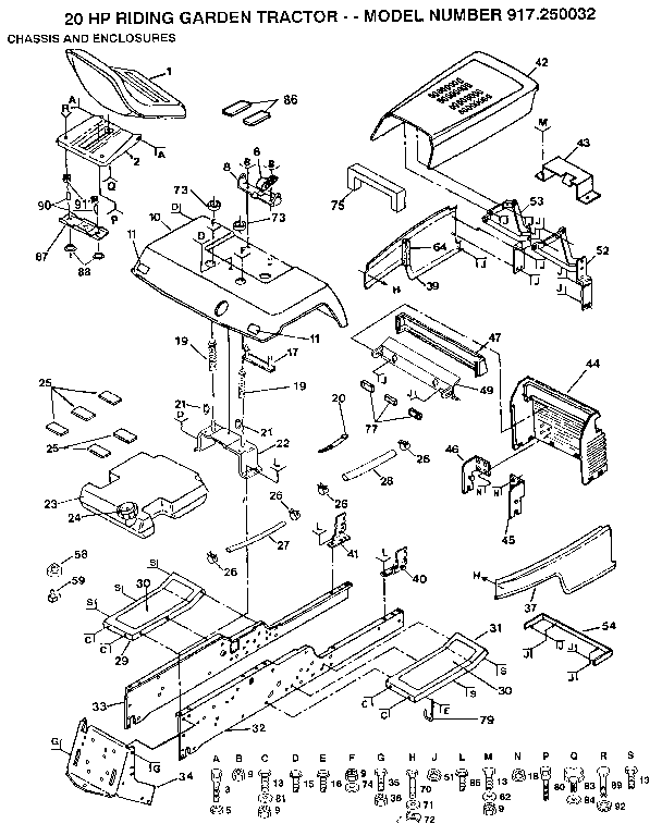 Craftsman 917250032 chassis and enclosures diagram