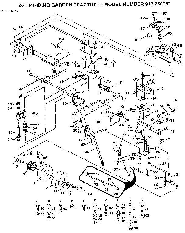 Craftsman 917250032 steering diagram